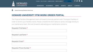 
                            2. Howard University PFM Work Order Portal | Howard University