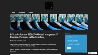 
                            2. HP / Aruba Procurve 2530/2500 Default Management IP ...