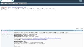 
                            6. HPBOSE Download Admit Card 2017 Junior Office Assistant ...