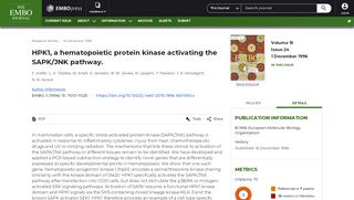 
                            7. HPK1, a hematopoietic protein kinase activating the SAPK/JNK pathway.