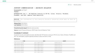 
                            7. HPSBGN03395 rev.1 - HP KeyView running on HP-UX, Linux, Solaris ...