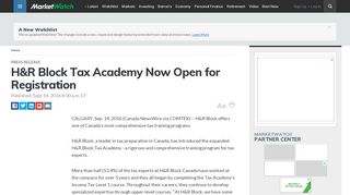 
                            8. H&R Block Tax Academy Now Open for Registration