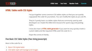 
                            8. HTML Tables with CSS Styles - textfixer.com