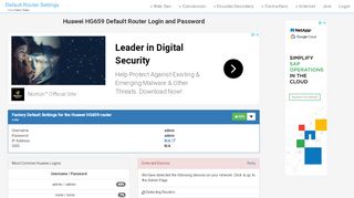 
                            11. Huawei HG659 Default Router Login and Password