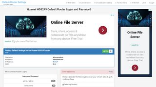 
                            3. Huawei HG8245 Default Router Login and Password