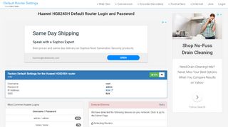 
                            5. Huawei HG8245H Default Router Login and Password