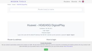 
                            6. Huawei HG8245Q DigicelPlay Default Router Login and Password