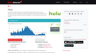 
                            4. Hulu down? Current outages and problems | Downdetector