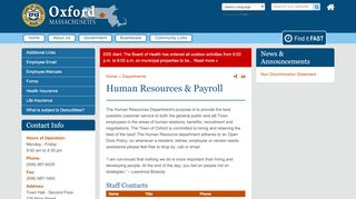
                            2. Human Resources & Payroll | Oxford, MA
