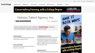
                            5. Hutson Talent Agency, Inc. - Agent | Backstage