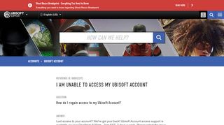 
                            2. I Am Unable to Access My Ubisoft Account - Ubisoft Support