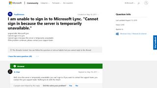 
                            8. I am unable to sign in to Microsoft Lync. 