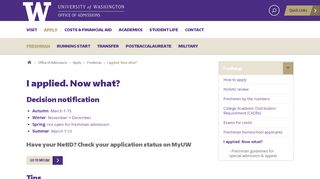 
                            1. I applied. Now what? | Office of Admissions