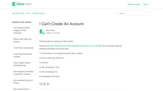 
                            2. I Can't Create An Account. – Azar Help Center