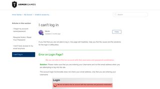 
                            7. I can't log in – Armor Games