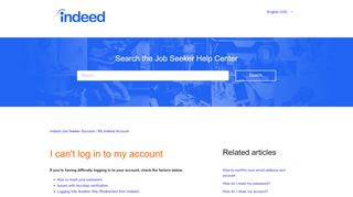 
                            7. I can't log in to my account – Indeed Job Seeker Success