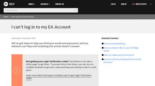 
                            8. I can't log in to my EA Account