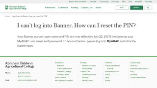 
                            7. I can't log into Banner. How can I reset the PIN? - Abraham Baldwin ...