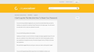 
                            8. I can't log into the site (and how to reset your …