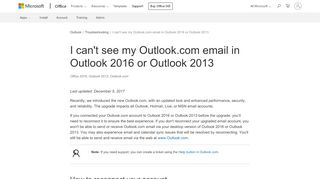 
                            9. I can't see my Outlook.com email in Outlook 2016 or …