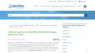 
                            2. I did not receive my Star2Star Web Portal login. What can I do ...