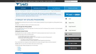 
                            7. I forgot my eFiling password - SARS Home