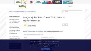 
                            6. I forgot my Pokémon Trainer Club password. How do I reset ...