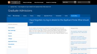 
                            2. I have forgotten my log-in details for the Applicant Portal. What should I ...