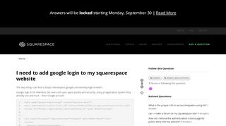 
                            9. I need to add google login to my squarespace website - Answers