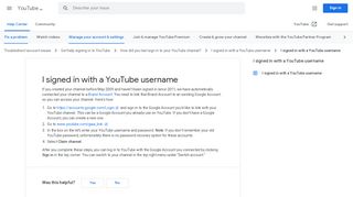 
                            3. I signed in with a YouTube username - YouTube Help