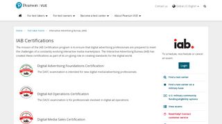 
                            8. IAB Certifications :: Pearson VUE