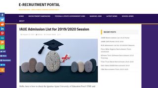 
                            9. IAUE Admission List for 2019/2020 Session E-Recruitment Portal