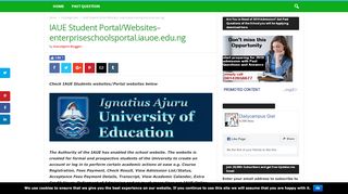 
                            8. IAUE Student Portal/Websites– enterpriseschoolsportal.iauoe.edu.ng ...