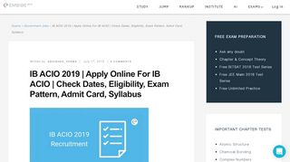 
                            2. IB ACIO 2019 | Apply Online For IB ACIO | Check Dates ...