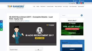 
                            5. IB ACIO Recruitment 2017 - toprankers.com