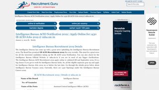 
                            8. IB ACIO Recruitment 2019 | Intelligence Bureau 2019 ...