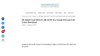 
                            1. IB Admit Card 2014-15 | IB ACIO /Exe Grade-II Exam …