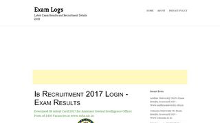 
                            9. Ib Recruitment 2017 Login | Exam Logs