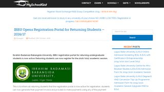 
                            2. IBBU Opens Registration Portal for Returning Students - 2016/17 ...