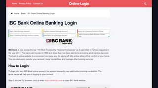 
                            5. IBC Bank Online Banking Login - Online-Login