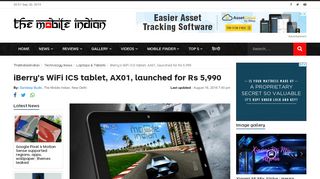 
                            9. iBerry's WiFi ICS tablet, AX01, launched for Rs 5,990