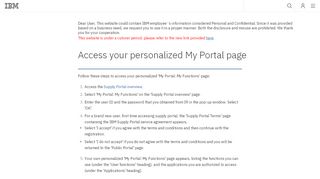 
                            11. IBM Supply Portal Help: Access your personalized My Portal page