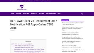 
                            6. IBPS CWE Clerk VII Recruitment 2017 Notification Apply ...