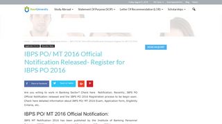 
                            1. IBPS PO/ MT 2016 Official Notification Released- Register ...