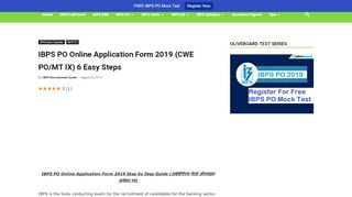 
                            1. IBPS PO Online Application Form 2019 (CWE PO/MT IX) 6 Easy ...