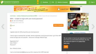 
                            7. IBPS — Unable to login with user id and password