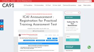 
                            6. ICAI Announcement : Registration for Practical Training Assessment Test