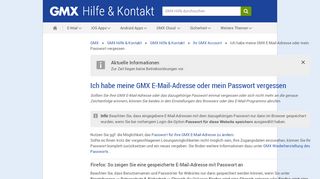 
                            1. Ich habe meine GMX E-Mail-Adresse oder mein …