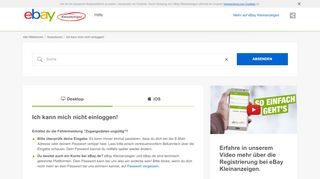 
                            10. Ich kann mich nicht einloggen! - eBay Kleinanzeigen