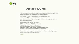 
                            7. ICQ mail settings